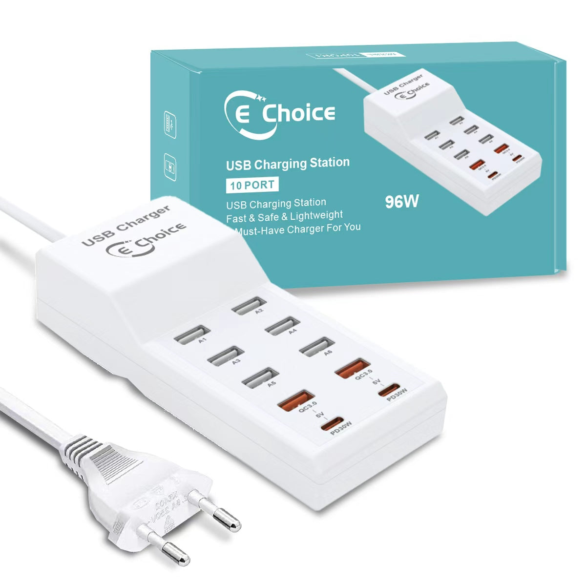 E-Choice 96W 10-Port Professional Charging Station